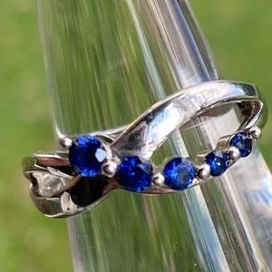 VTG Sterling Silver 925 Natural Blue Sapphire Ring Size 6 | Crossover
